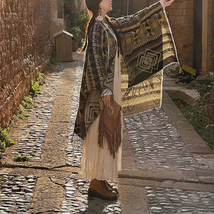 Écharpe à pompon en cachemire à rayures et Buddha Stones pour l'hiver - image 11