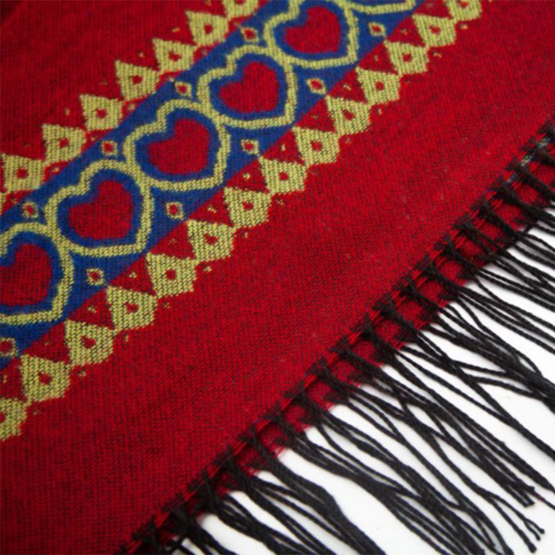 Châle tibétain en Buddha Stones, cape à capuche avec pompon en forme de cœur rouge, écharpe de voyage confortable pour l'hiver - image 20