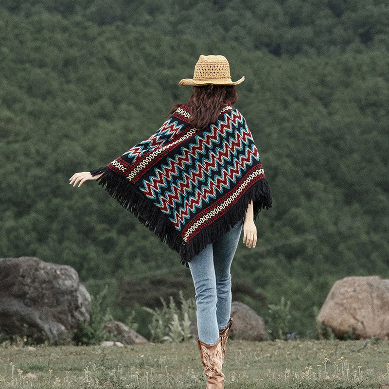 Châle tibétain en Buddha Stones, pull à pompons tricotés à rayures, écharpe de voyage confortable pour l'hiver - image 4