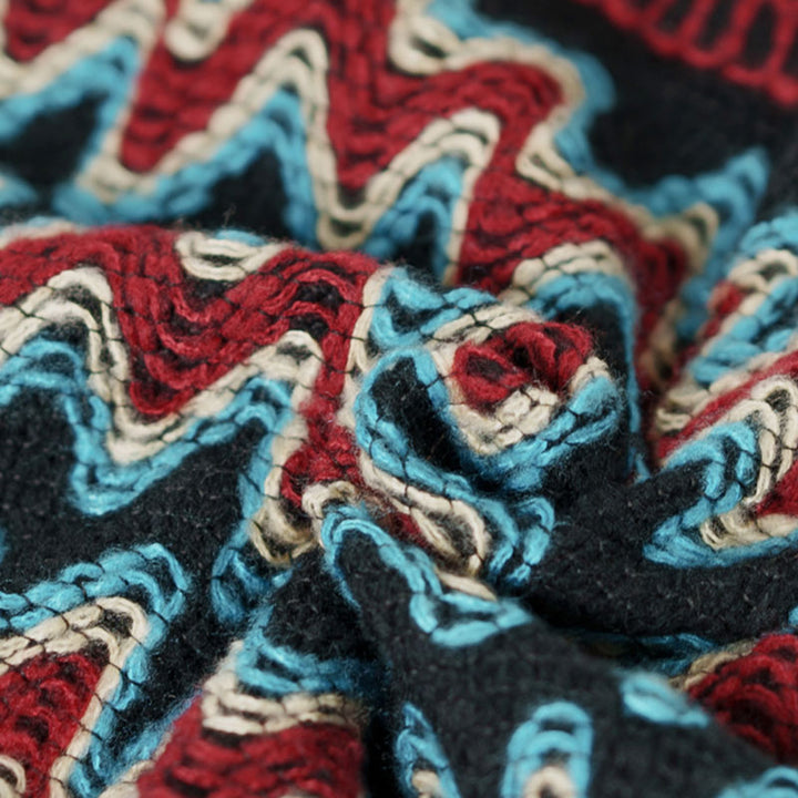 Châle tibétain en Buddha Stones, pull à pompons tricotés à rayures, écharpe de voyage confortable pour l'hiver - image 9