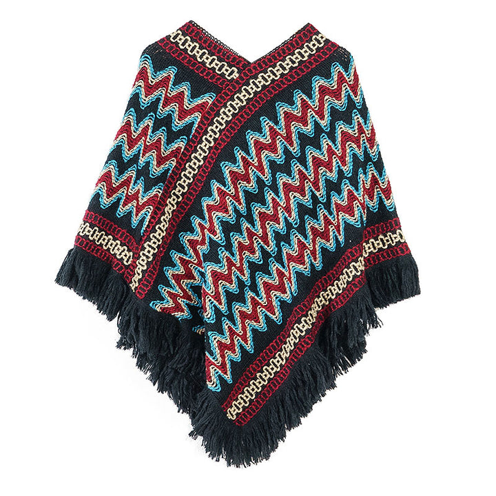 Châle tibétain en Buddha Stones, pull à pompons tricotés à rayures, écharpe de voyage confortable pour l'hiver
