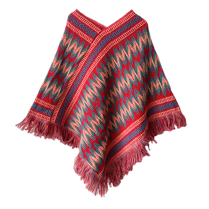 Châle tibétain en Buddha Stones, pull à pompons tricotés à rayures, écharpe de voyage confortable pour l'hiver