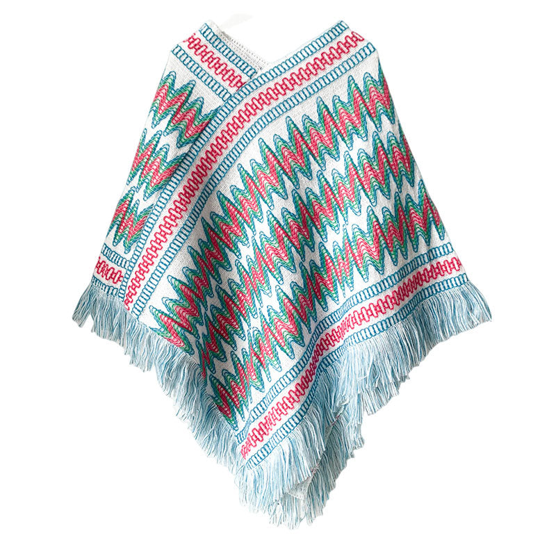 Châle tibétain en Buddha Stones, pull à pompons tricotés à rayures, écharpe de voyage confortable pour l'hiver