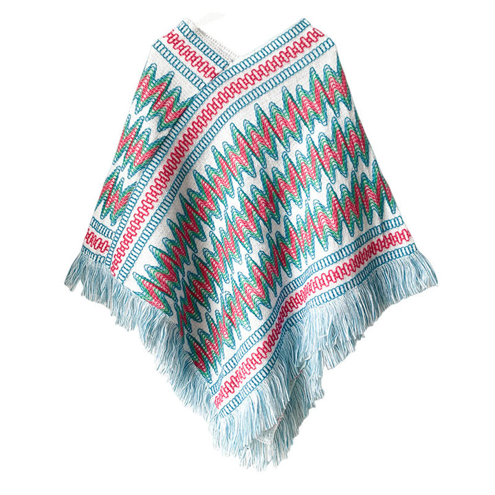 Châle tibétain en Buddha Stones, pull à pompons tricotés à rayures, écharpe de voyage confortable pour l'hiver