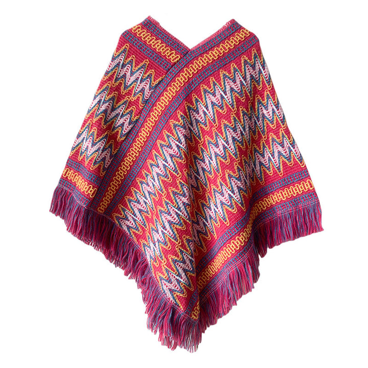 Châle tibétain en Buddha Stones, pull à pompons tricotés à rayures, écharpe de voyage confortable pour l'hiver