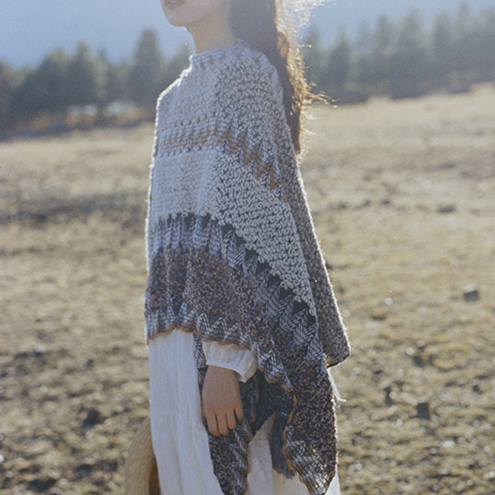Châle tibétain en Buddha Stones, écharpe de voyage confortable en tricot à rayures grises et brunes - image 6
