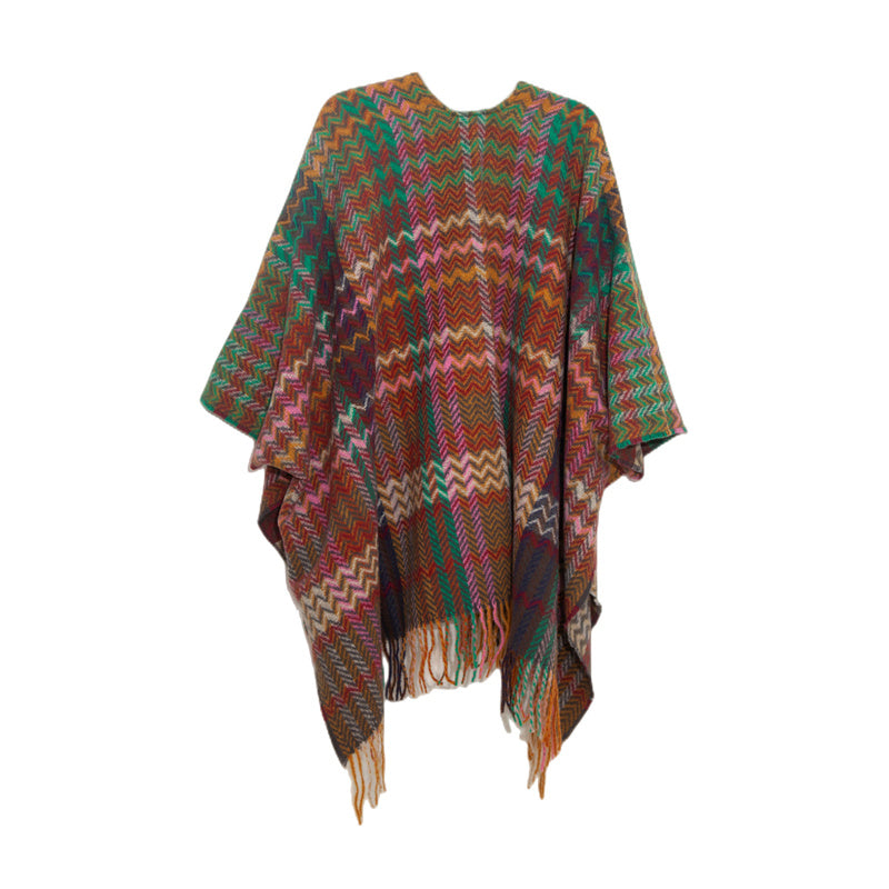 Châle tibétain en Buddha Stones , pompons colorés en ligne ondulée, écharpe de voyage confortable pour l'hiver - image 12