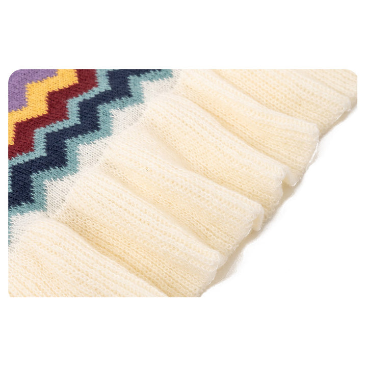 Châle tibétain en Buddha Stones, écharpe de voyage confortable à rayures colorées et à pompons - image 13