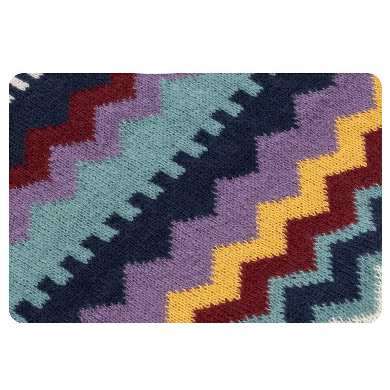 Châle tibétain en Buddha Stones, écharpe de voyage confortable à rayures colorées et à pompons - image 12