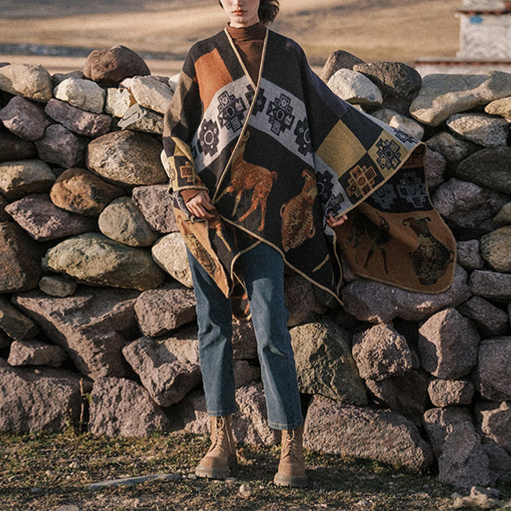 Écharpe de voyage confortable en forme de vase en forme de cerf avec Buddha Stones et formes géométriques - image 4
