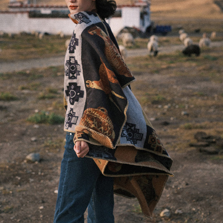 Écharpe de voyage confortable en forme de vase en forme de cerf avec Buddha Stones et formes géométriques - image 2