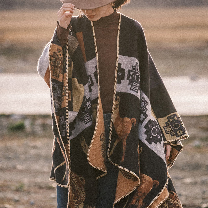 Écharpe de voyage confortable en forme de vase en forme de cerf avec Buddha Stones et formes géométriques - image 1