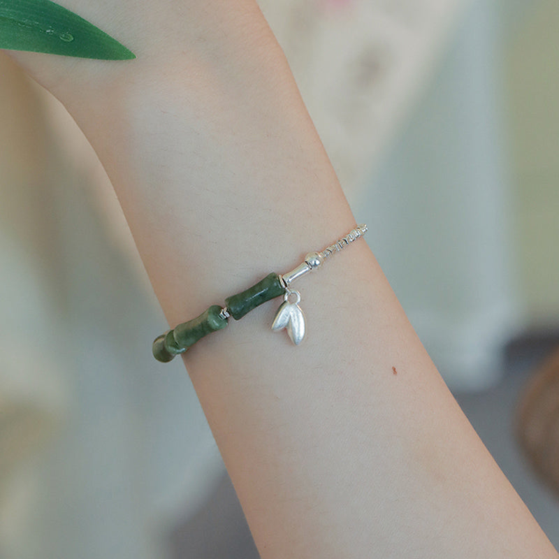 Bracelet porte-bonheur en argent sterling 925 avec péridot et bambou de Buddha Stones - image 3