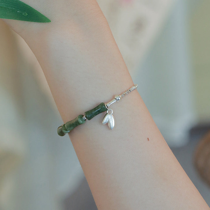 Bracelet porte-bonheur en argent sterling 925 avec péridot et bambou de Buddha Stones - image 3