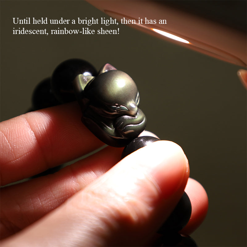 Bracelet de guérison positif en obsidienne arc-en-ciel Buddha Stones