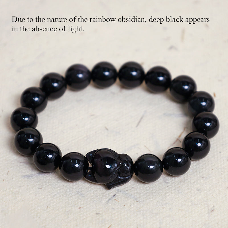 Bracelet de guérison positif en obsidienne arc-en-ciel Buddha Stones