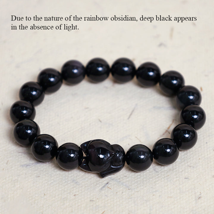 Bracelet de guérison positif en obsidienne arc-en-ciel Buddha Stones