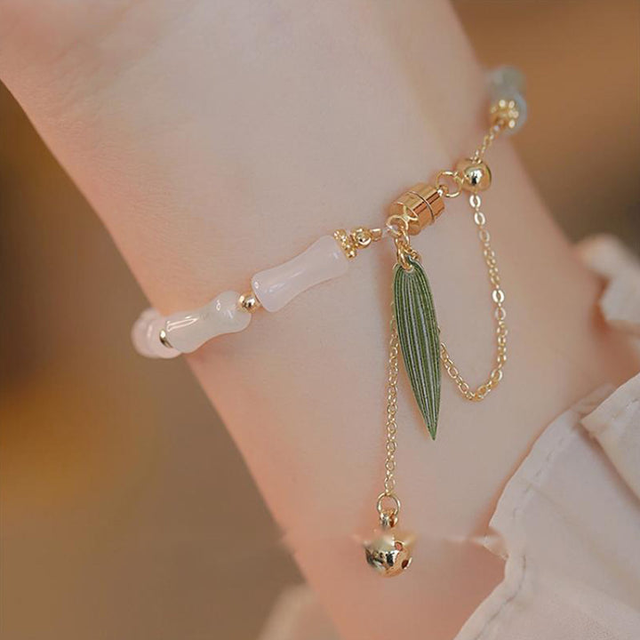 Bracelet de protection porte-bonheur en jade blanc Hetian plaqué or 14 carats de Buddha Stones