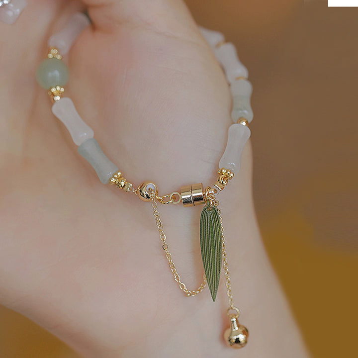 Bracelet de protection porte-bonheur en jade blanc Hetian plaqué or 14 carats de Buddha Stones