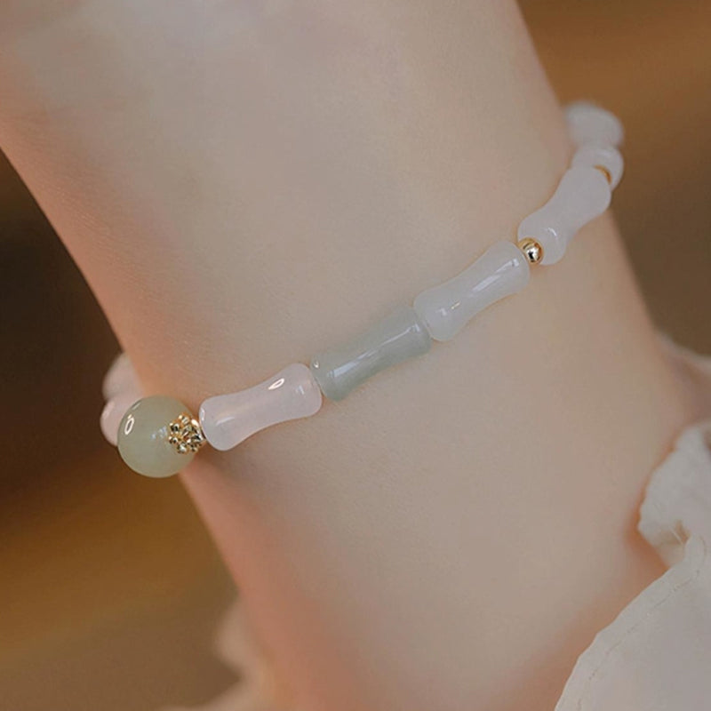 Bracelet de protection porte-bonheur en jade blanc Hetian plaqué or 14 carats de Buddha Stones