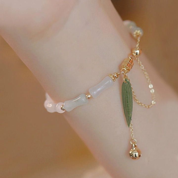 Bracelet de protection porte-bonheur en jade blanc Hetian plaqué or 14 carats de Buddha Stones