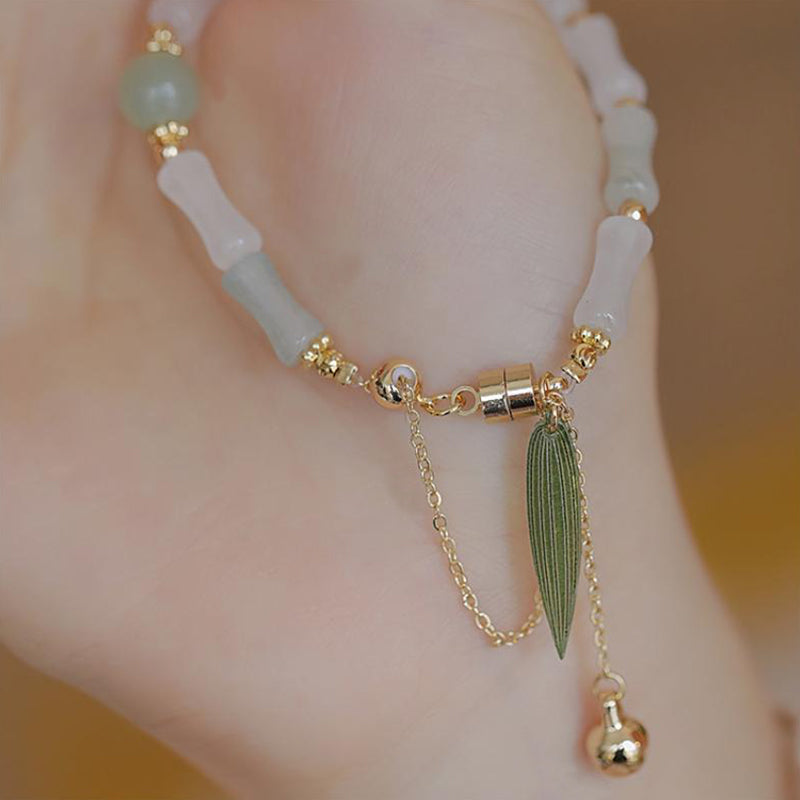 Bracelet de protection porte-bonheur en jade blanc Hetian plaqué or 14 carats de Buddha Stones