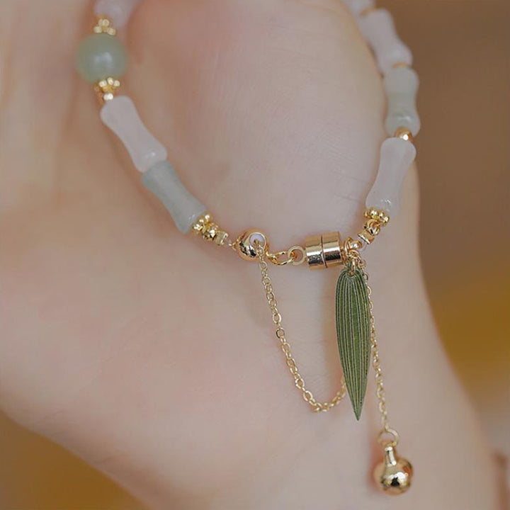 Bracelet de protection porte-bonheur en jade blanc Hetian plaqué or 14 carats de Buddha Stones