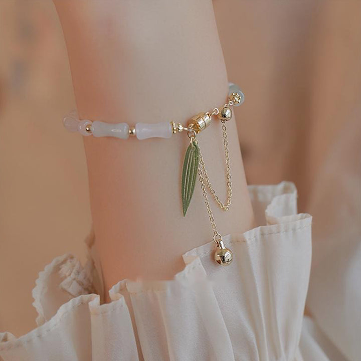 Bracelet de protection porte-bonheur en jade blanc Hetian plaqué or 14 carats de Buddha Stones