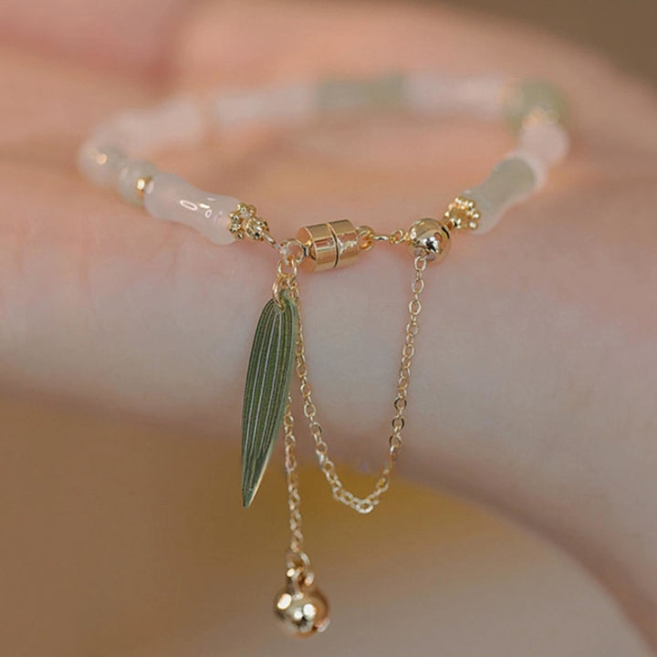 Bracelet de protection porte-bonheur en jade blanc Hetian plaqué or 14 carats de Buddha Stones