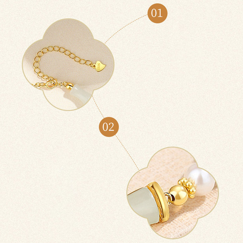 Bracelet porte-bonheur en bambou et jade blanc Hetian naturel en argent sterling 925 Buddha Stones - image 9