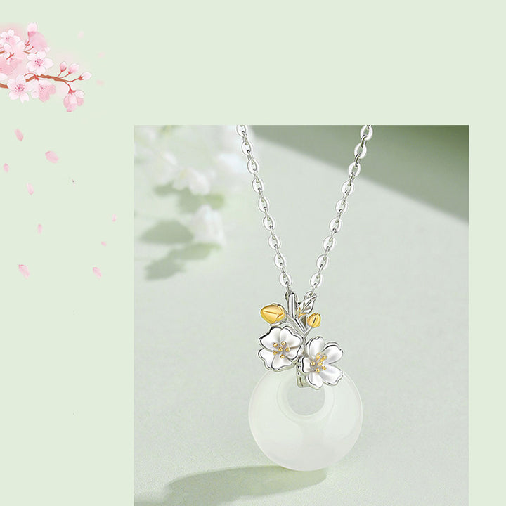 Collier pendentif en argent sterling 925 avec calcédoine ronde et harmonie des douze mois de Buddha Stones