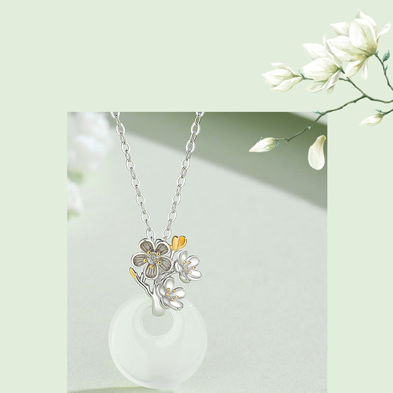 Collier pendentif en argent sterling 925 avec calcédoine ronde et harmonie des douze mois de Buddha Stones