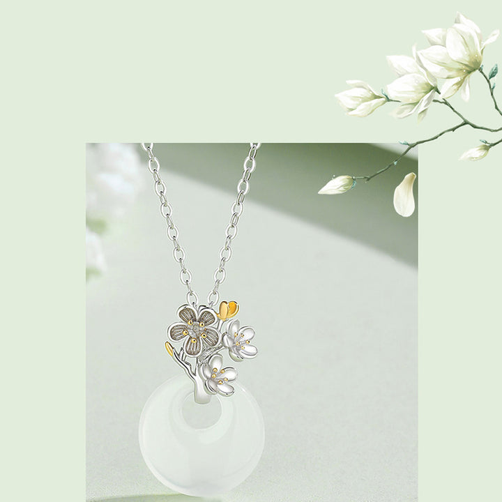 Collier pendentif en argent sterling 925 avec calcédoine ronde et harmonie des douze mois de Buddha Stones