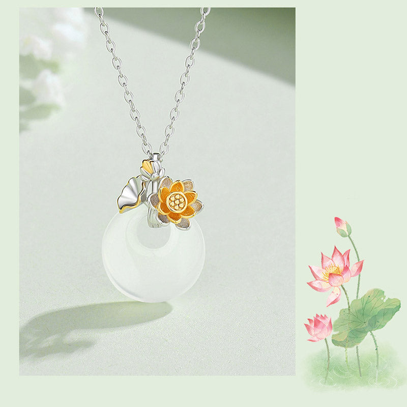 Collier pendentif en argent sterling 925 avec calcédoine ronde et harmonie des douze mois de Buddha Stones