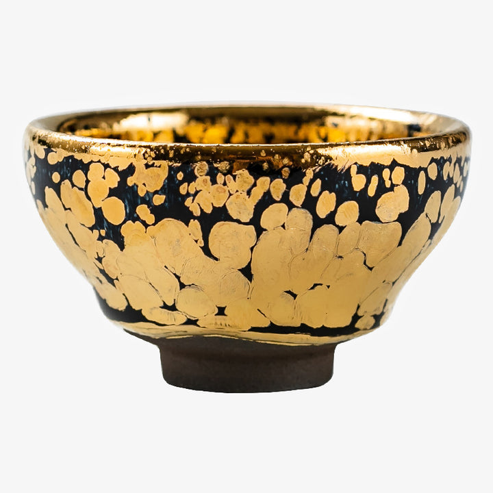 Tasse à thé en céramique chinoise Jianzhan avec motif de taches en or 24 carats et Buddha Stones , tasse à thé Kung Fu avec boîte cadeau