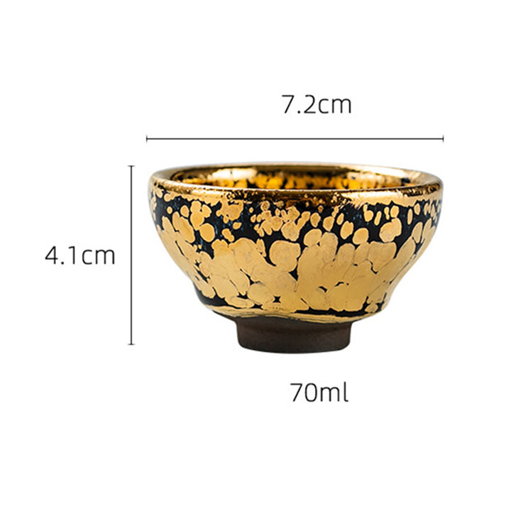 Tasse à thé en céramique chinoise Jianzhan avec motif de taches en or 24 carats et Buddha Stones , tasse à thé Kung Fu avec boîte cadeau