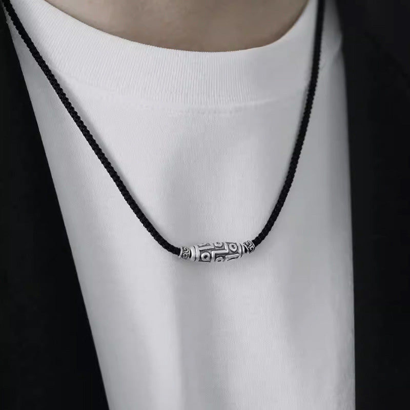 Collier avec pendentif en corde de protection à neuf yeux en argent sterling 999 avec Buddha Stones