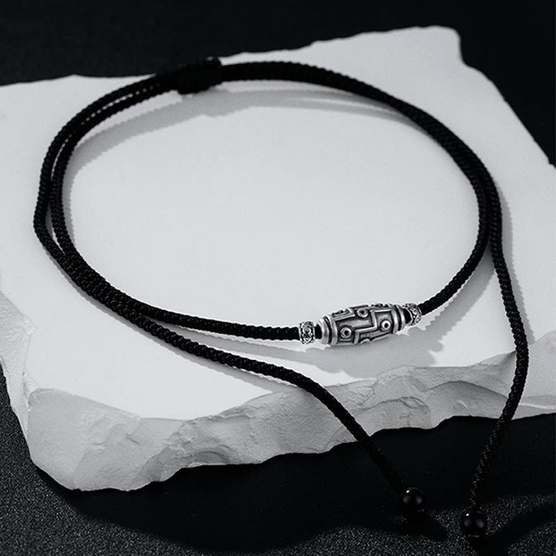 Collier avec pendentif en corde de protection à neuf yeux en argent sterling 999 avec Buddha Stones