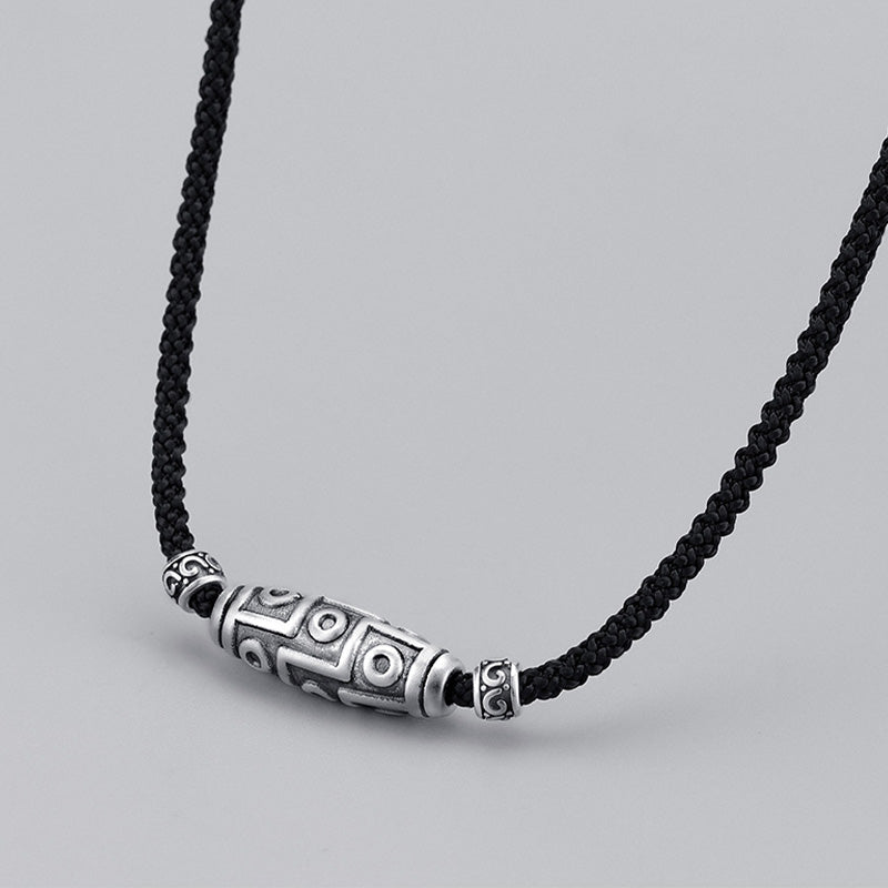 Collier avec pendentif en corde de protection à neuf yeux en argent sterling 999 avec Buddha Stones - image 1