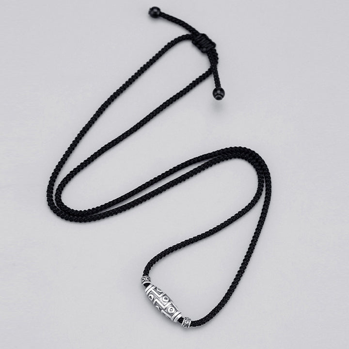 Collier avec pendentif en corde de protection à neuf yeux en argent sterling 999 avec Buddha Stones