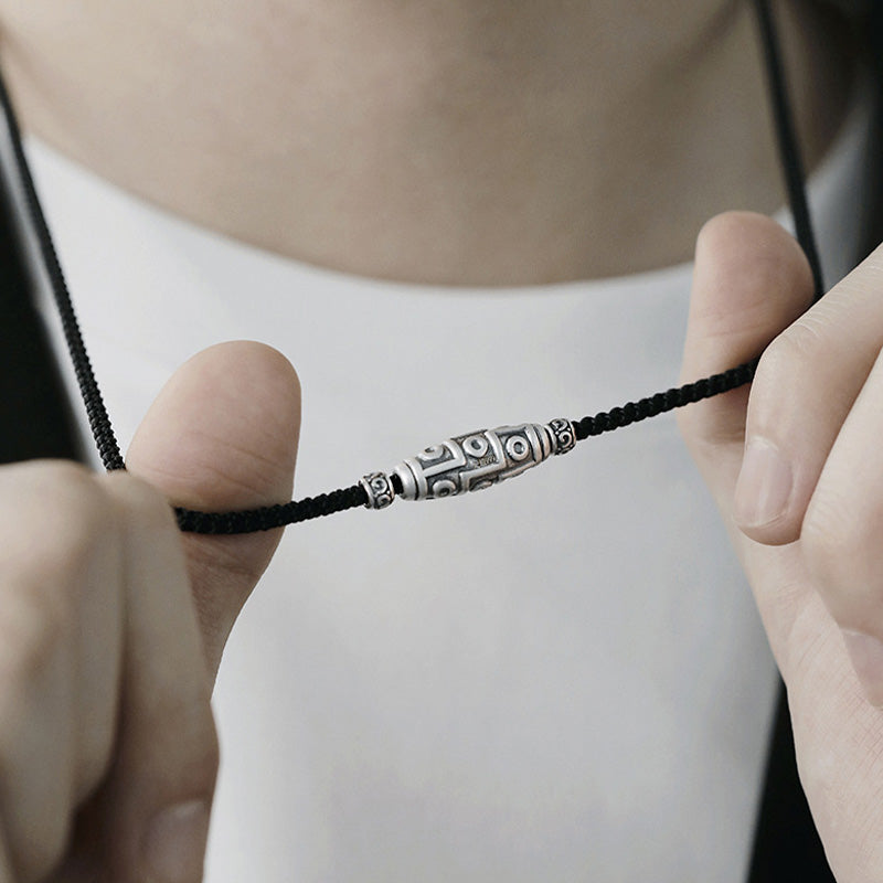 Collier avec pendentif en corde de protection à neuf yeux en argent sterling 999 avec Buddha Stones - image 10