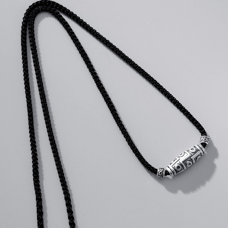 Collier avec pendentif en corde de protection à neuf yeux en argent sterling 999 avec Buddha Stones