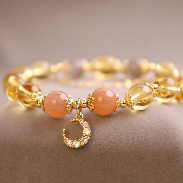 Bracelet d'énergie abondante en citrine de la lune bénie de Buddha Stones