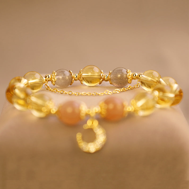 Bracelet d'énergie abondante en citrine de la lune bénie de Buddha Stones