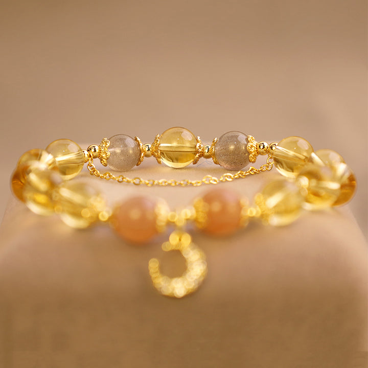 Bracelet d'énergie abondante en citrine de la lune bénie de Buddha Stones