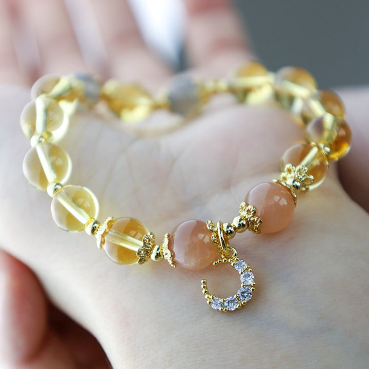 Bracelet d'énergie abondante en citrine de la lune bénie de Buddha Stones