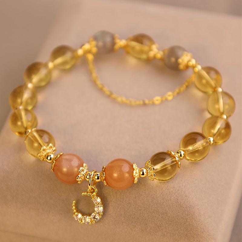 Bracelet d'énergie abondante en citrine de la lune bénie de Buddha Stones
