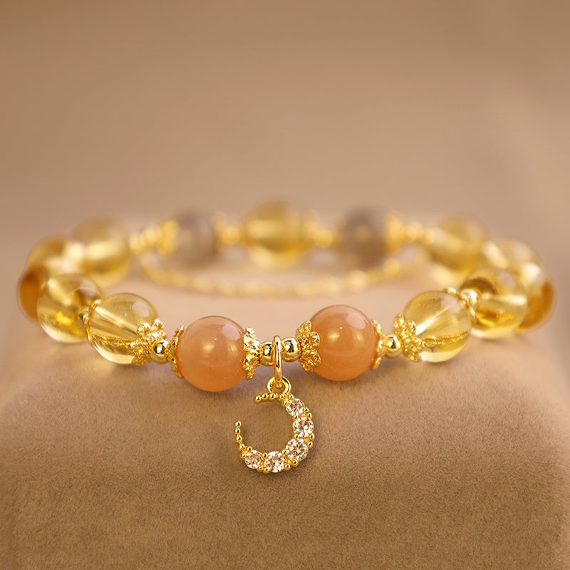 Bracelet d'énergie abondante en citrine de la lune bénie de Buddha Stones