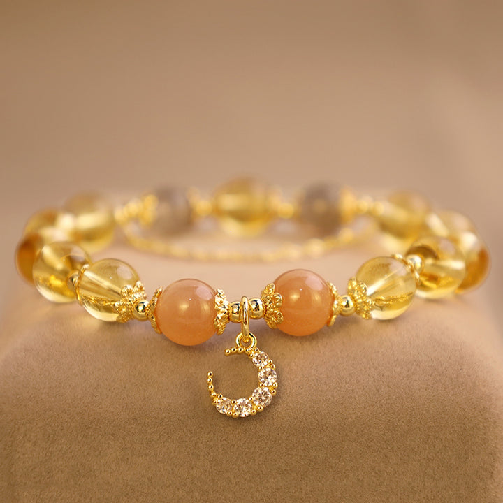 Bracelet d'énergie abondante en citrine de la lune bénie de Buddha Stones