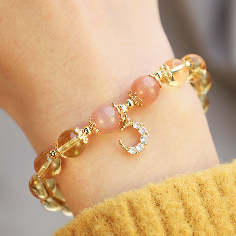 Bracelet d'énergie abondante en citrine de la lune bénie de Buddha Stones
